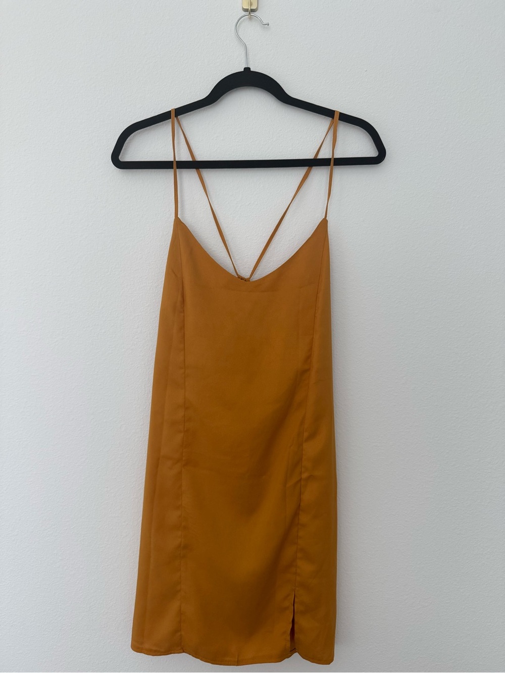 Missguided Double-Spaghetti Strap Mini Dress - Mustard Brown